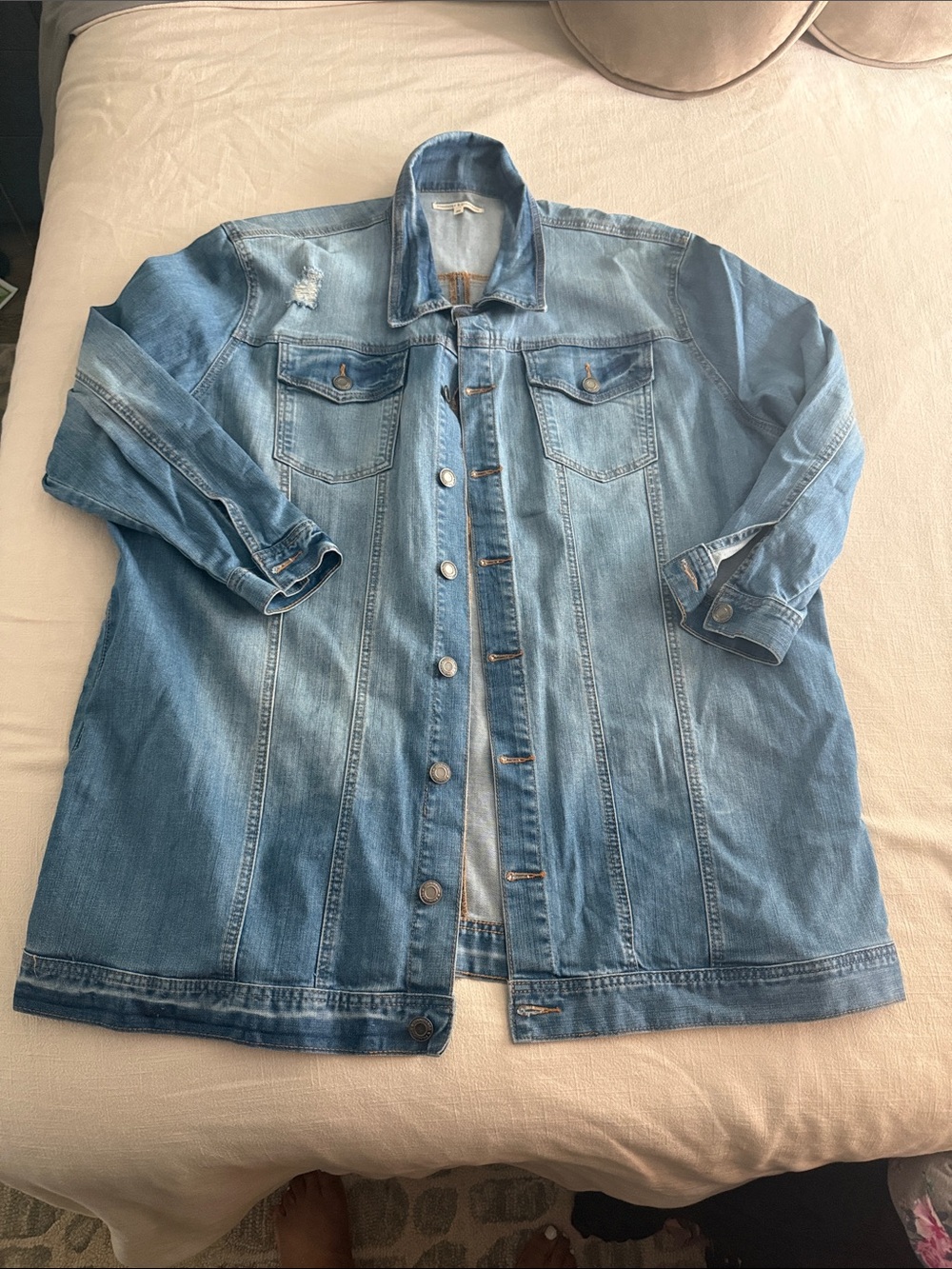 Women's Light Blue Oversized Denim Jacket - Relaxed Jean Coat
